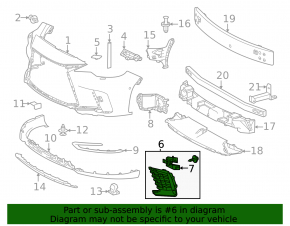 Left front bumper grille for Lexus RX350 RX500h 23-26 Japan built, F Sport, for parking sensors, for fog lights