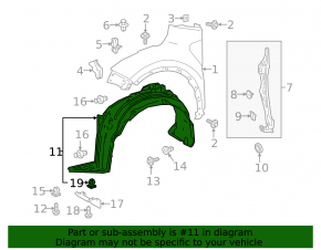Front left fender liner for Toyota C-HR 18-18 plastic