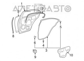Bare rear door left Lexus ES350 07-12