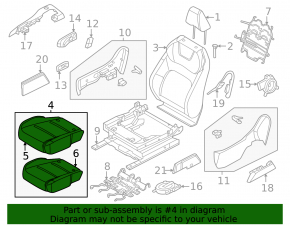 Passenger seat Nissan Ariya 23-26 with airbag, electric, heated, black leatherette with Alcantara insert