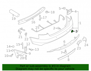 Audi A4 B8 09-12 rear bumper tow hook cap