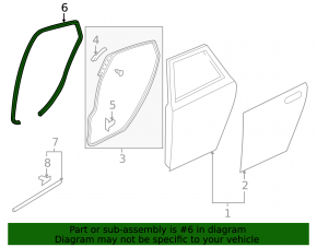 Rear left door seal for Mazda3 03-09 HB