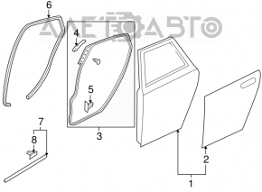 Rear left door seal for Mazda3 03-09 HB