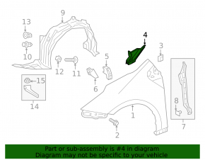 Seal wing hood-wing left Toyota Prius 50 Prime 17-22