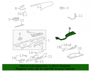 Dashboard trim right lower Toyota Avalon 13-18 brown, wood grain