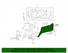 Arch trim lower left Lexus GX470 03-09 gray
