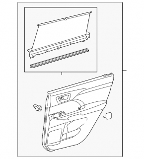 Door trim card rear left Toyota Highlander 14-16 under JBL with curtain gray