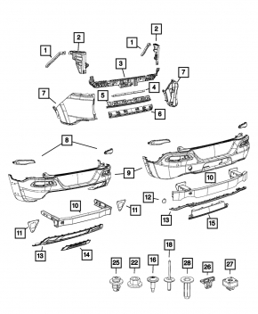 Jeep Cherokee KL 14-14 rear bumper structure