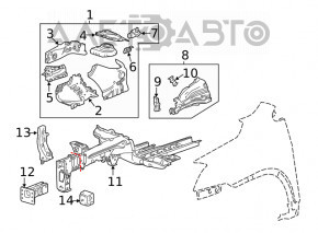 Upper Front Bumper Reinforcement Fang Right Buick Encore 13-16