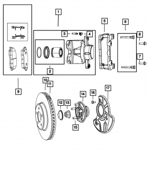 Front left brake disc Dodge Challenger 09- standard