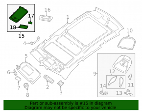 Ceiling light passenger Nissan Pathfinder 13-20 gray