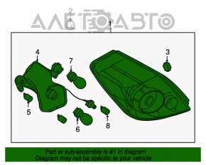 Right light Nissan Altima 07-12 broken glass
