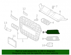 Front bumper grille right Audi A6 C7 16-18 rest, mesh