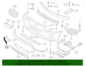 BMW X3 F25 11-14 right front bumper lower grille for parking sensors