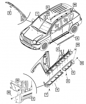Front right threshold Jeep Compass 11-16