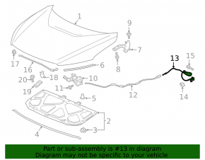 Hood Release Cable Rear Honda Clarity 18-21 USA With Handle