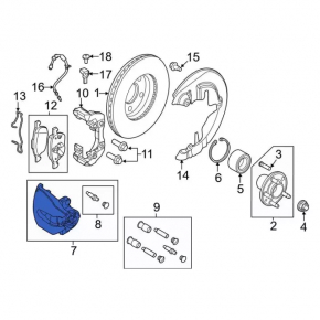 Rear right caliper assembly for Ford Focus mk3 11-18