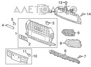 Grille cover grill Audi Q3 8U 16-18 black gloss