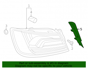 Right outer fender light trim for the Audi A3 8V 17-20 4D USA