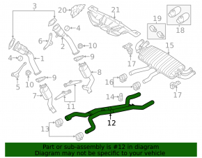Exhaust line middle section Porsche Cayenne 958 11-17 4.8 Turbo