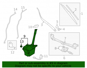 Kia Sorento 14-15 windshield washer reservoir with cap and sensor