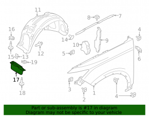 Mudguard front left Lincoln MKC 15- worn