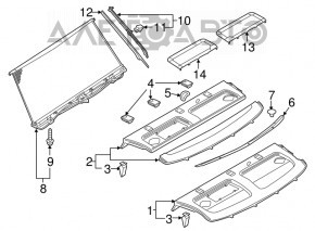 Right trunk curtain guide Audi A6 C7 12-18