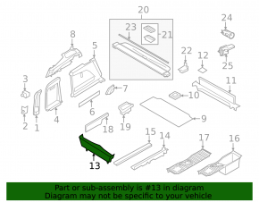 Rear trunk tray BMW X5 F15 14-18 for 3 rows