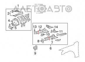 Lexus IS250 06-13 silver front right quarter panel
