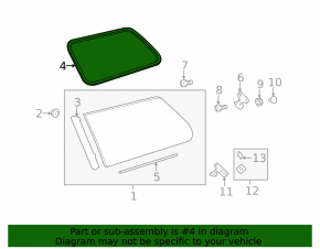 Window seal blind glass rear left Toyota Sienna 11-20