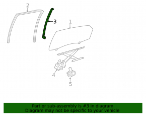 Rear left door glass guide for Toyota Avalon 13-18