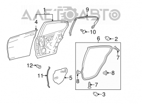 Inner rear right door frame for Lexus GS300 GS350 GS430 GS450h 06-11