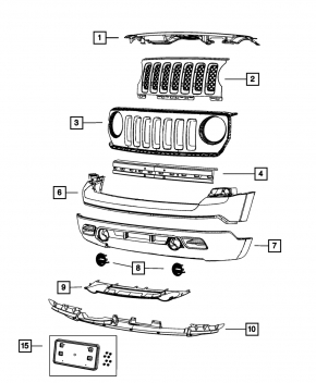 Front license plate area Jeep Patriot 11-17