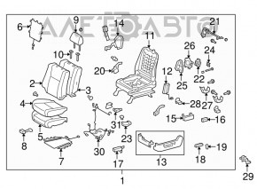 Driver's seat for Toyota Sequoia 2008-2009 without airbag, velour
