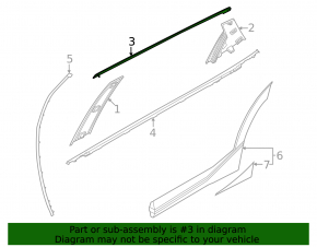 Upper rear right door molding for Kia EV6 22-24 black, broken mount