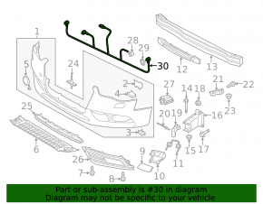 Front bumper wiring Audi A4 B8 13-16 rest