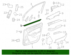 Glass seal inside front right door Mercedes GLS-class X166 13-19