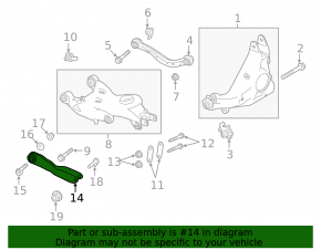 Lower rear left control arm for Land Rover Discovery 17-25