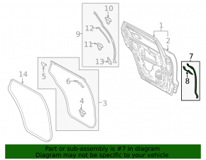 Mazda CX-9 19-23 front rear left door seal