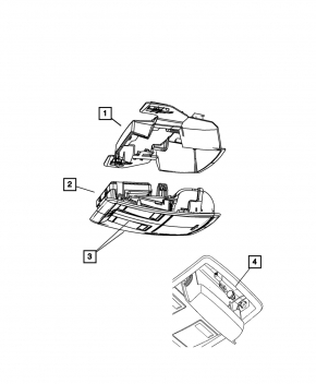 Front light for a 2014 Dodge Challenger, black, without sunroof