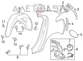 Rear right fender liner Chevrolet Volt 11-15