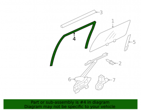 Mitsubishi Outlander 14-22 rear right window seal