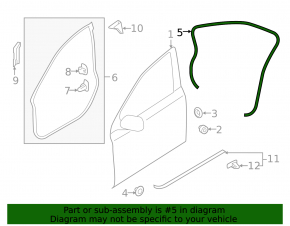 Door seal front left Subaru Outback 15-19