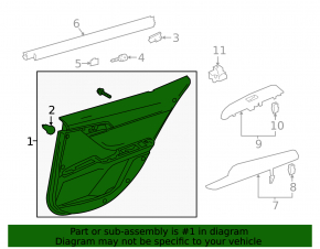 Door trim panel rear right Toyota Camry v70 18-23 dark gray with gray plastic insert, rubber armrest