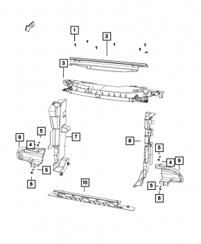 Right radiator deflector for Jeep Cherokee KL 19-23 2.0T without hook