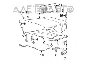Hood hinge left Lincoln Town Car 98-11