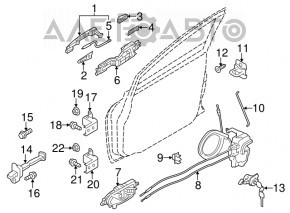 Front right door handle mechanism Nissan Leaf 18-