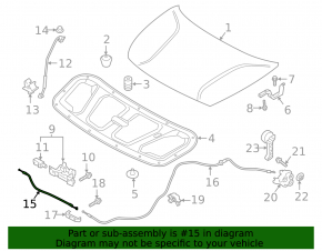 Hood Release Cable Front Kia Niro 17-22 HEV, PHEV