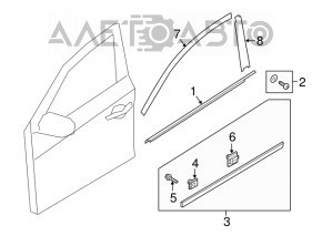Lower front right door trim for Hyundai Tucson 16-21, structure, crack in fasteners