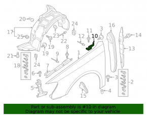 Front left wing bracket Audi A3 8V 15-20 rear